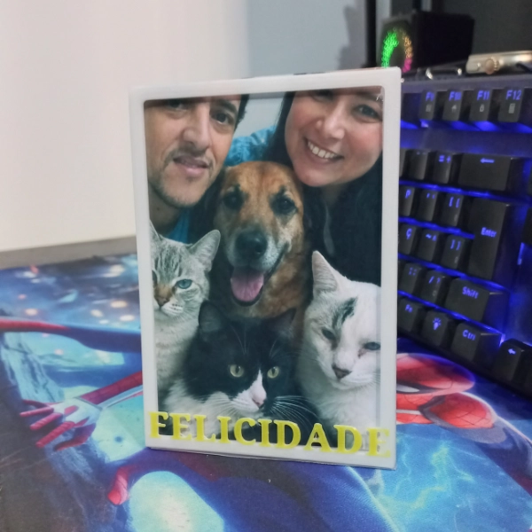 Porta-Retrato Decorativo em Impressão 3D com Frase Personalizável