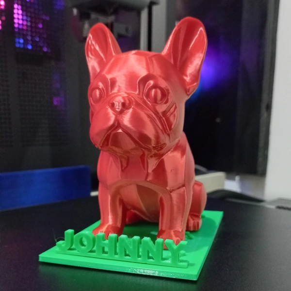 Escultura Buldogue Francês Personalizada com Nome em Impressão 3D