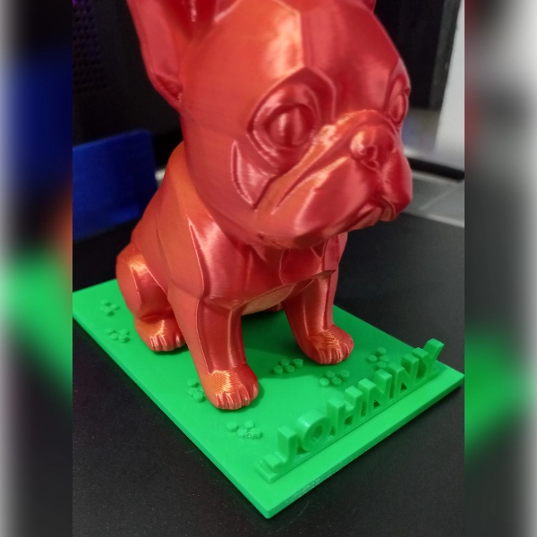Galeria Escultura Buldogue Francês Personalizada com Nome em Impressão 3D