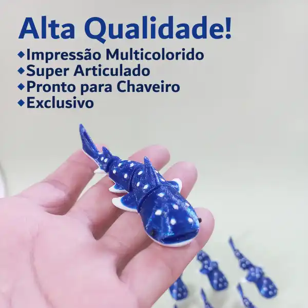 Galeria Tubarão Baleia Articulado com Furo para Chaveiro