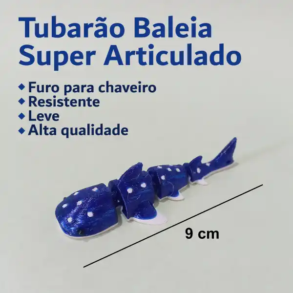 Galeria Tubarão Baleia Articulado com Furo para Chaveiro